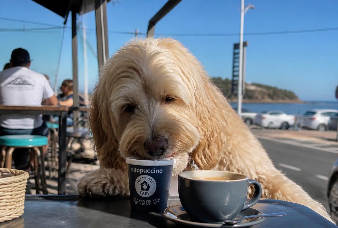 Dog enjoying a pup cup